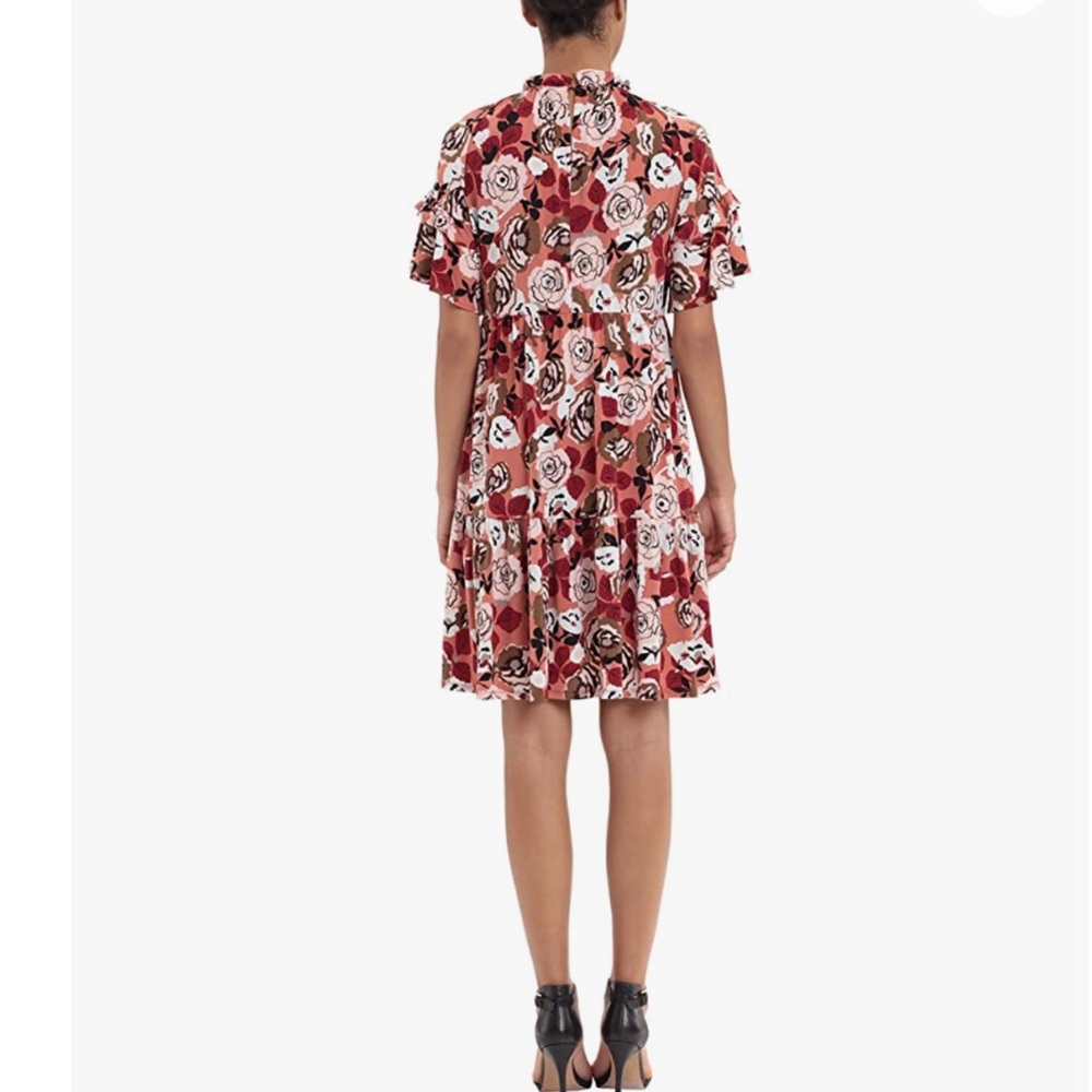 Donna Morgan Red Floral Ruffle Short Dress - Picture 3 of 9